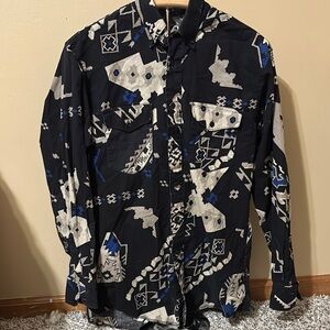 Trendy Black and Blue Patterned Shirt